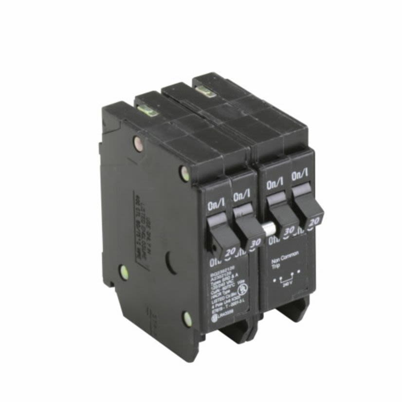 EATON Cutler-Hammer Series BQ2302120 Quadplex Type BQ CTL Circuit Breaker, 120/240 VAC, 20/30 A, 10 kA Interrupt, 4 Poles, Independent/Thermal Magnetic Trip