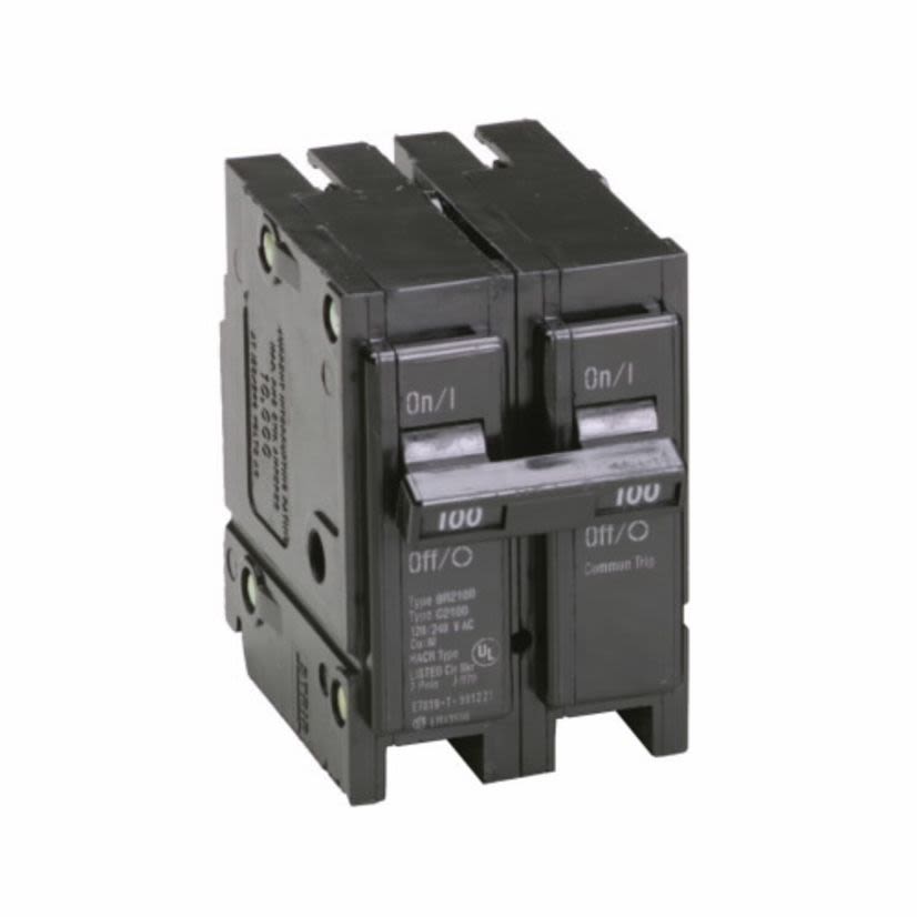 EATON Cutler-Hammer Series BR2100 Type BR Circuit Breaker, 120/240 VAC, 100 A, 10 kA Interrupt, 2 Poles, Common/Thermal Magnetic Trip