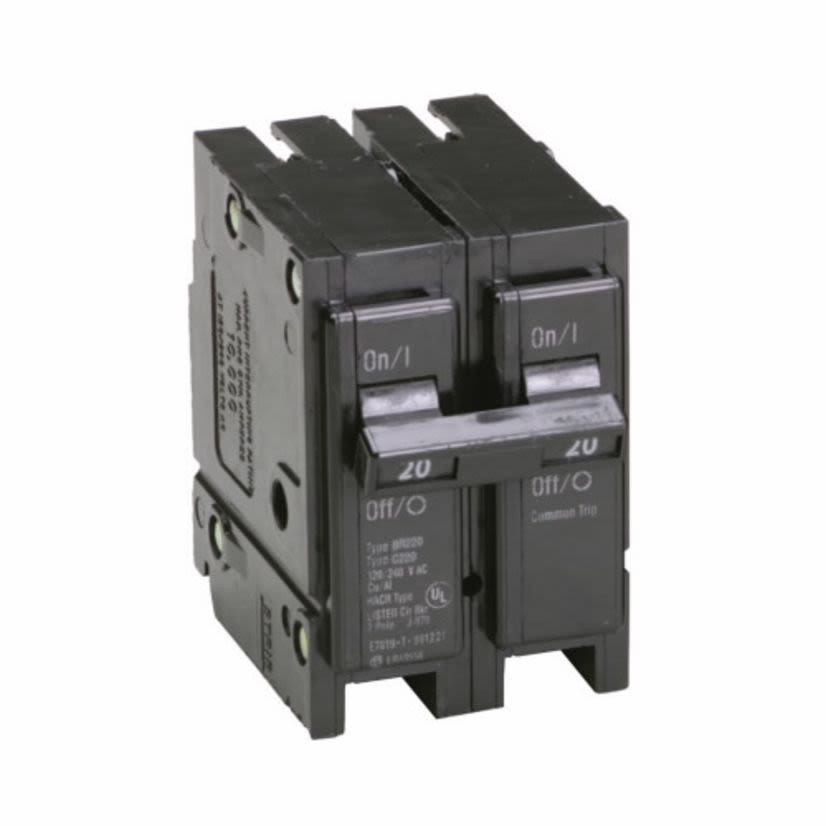 EATON Cutler-Hammer Series BR220 Type BR Circuit Breaker, 120/240 VAC, 20 A, 10 kA Interrupt, 2 Poles, Common/Thermal Magnetic Trip