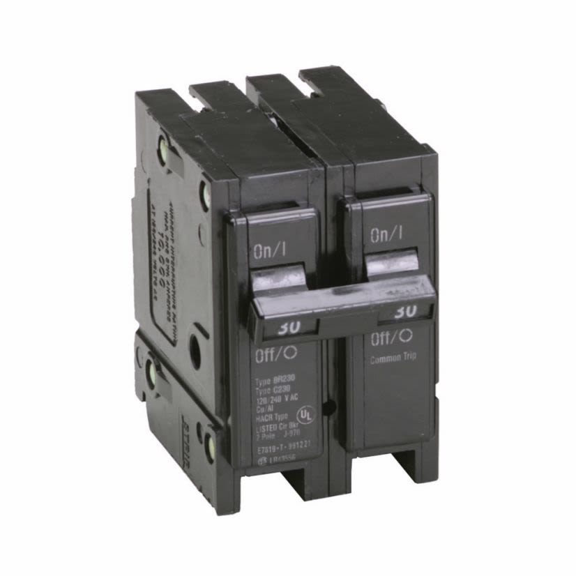 EATON Cutler-Hammer Series BR230 Type BR Circuit Breaker, 120/240 VAC, 30 A, 10 kA Interrupt, 2 Poles, Common/Thermal Magnetic Trip