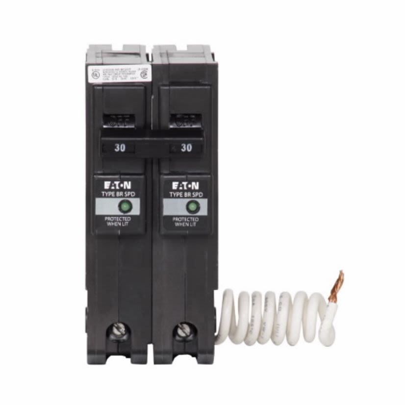 EATON Cutler-Hammer Series BR230SUR 1-Phase Type BR Surge Breaker With BKC100 Clamp, 120/240 VAC, 30 A, 2 Poles