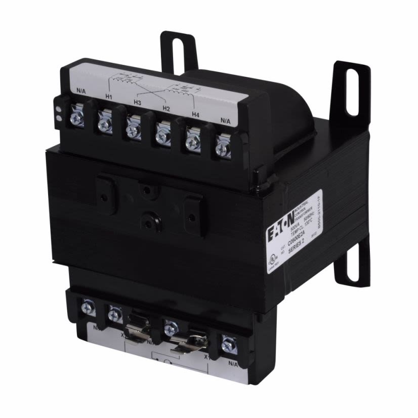 EATON Cutler-Hammer Series C0500E2A Type MTE Industrial Control Transformer, 220/440 VAC, 230/460 VAC, 240/480 VAC Primary, 110/115/120 VAC Secondary, 500 VA Power Rating, 50/60 Hz, 1 Phase