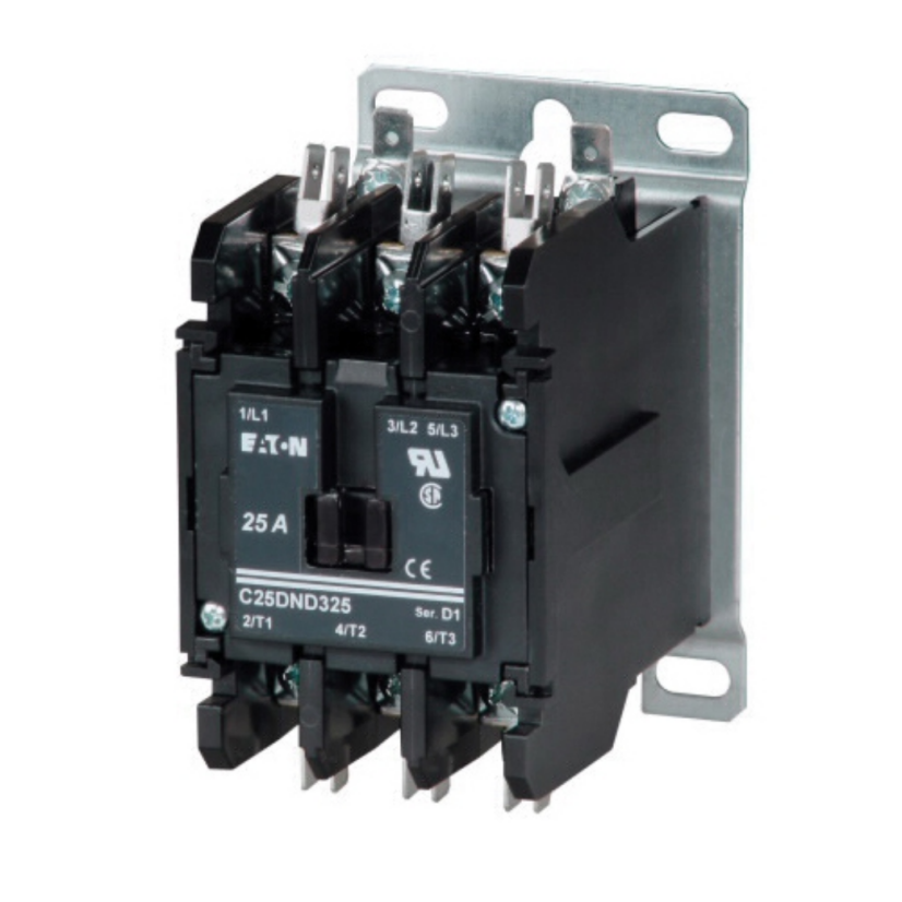 EATON C25DND230T D Frame Definite Purpose Contactor With Metal Mounting Plate, 24 V AC V Coil, 30/40 A, 2 Poles