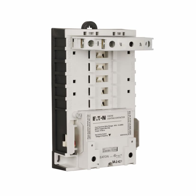 EATON Cutler-Hammer Series C30CNE20A0 Mechanically Held Lighting Contactor, 120 VAC V Coil, 30 A, 2NO Contact, 2 Poles