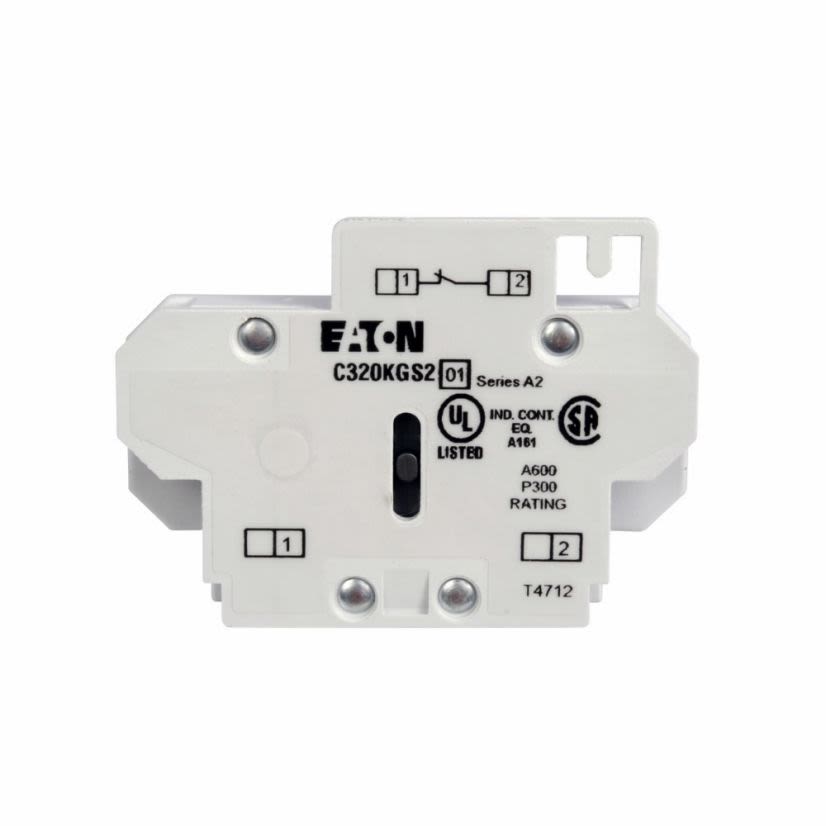 EATON Cutler-Hammer Series C320KGS2 Freedom Auxiliary Contact, 120/600 VAC, 10/60 A, 1 Contact, Silver Cadmium Alloy