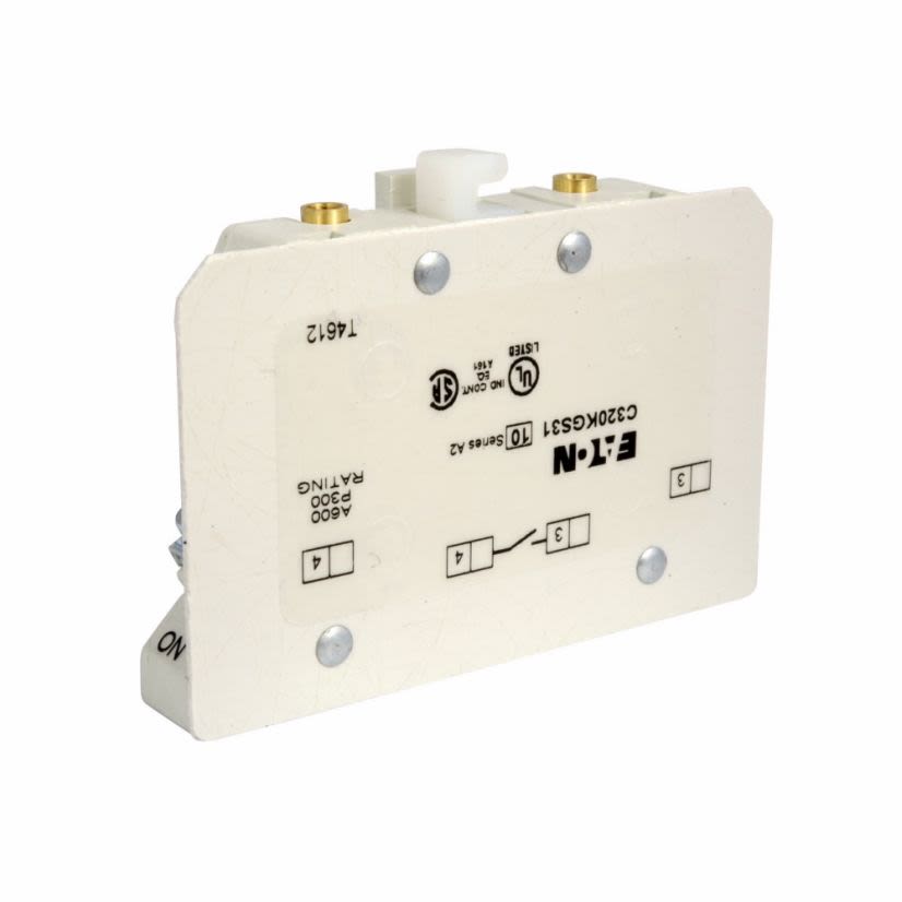 EATON Cutler-Hammer Series C320KGS32 Freedom Base Auxiliary Contact, 250/600 VAC/VDC, 0.41 A, 2 Contacts, Silver Cadmium Alloy