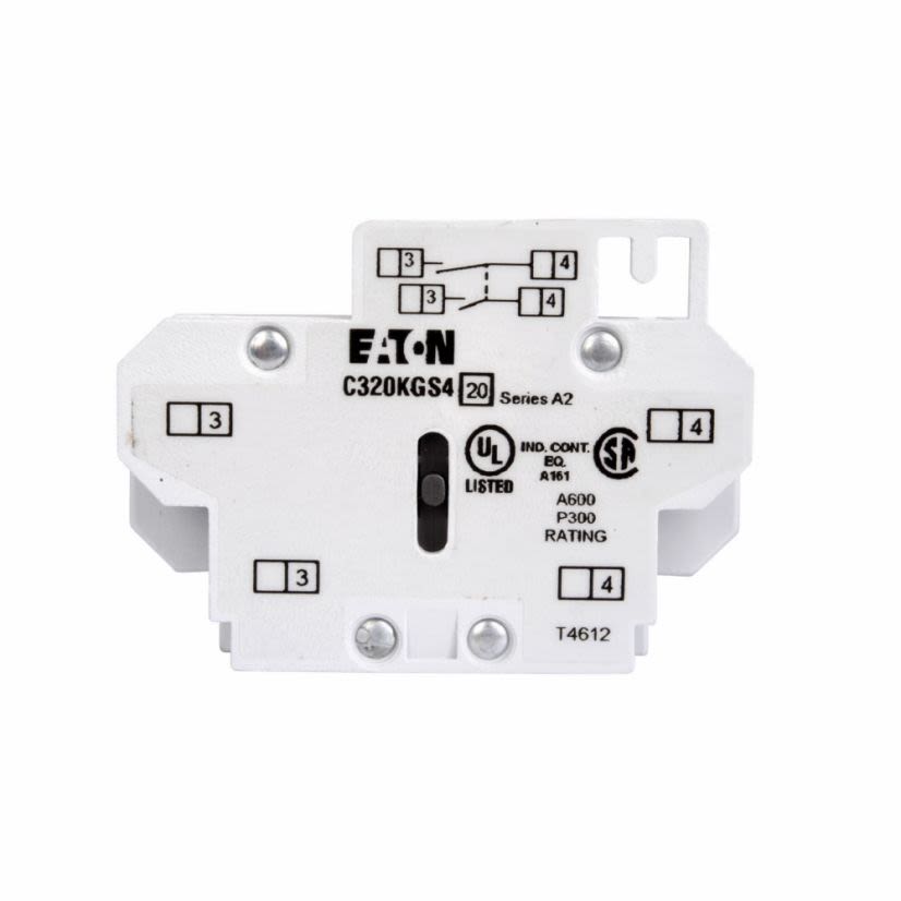 EATON Cutler-Hammer Series C320KGS4 Freedom Auxiliary Contact, 600 VAC, 10 A, 2 Contacts