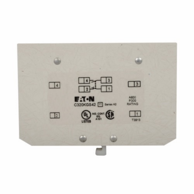 EATON Cutler-Hammer Series C320KGS42 Freedom Base Auxiliary Contact, 600 VAC, 2 Contacts, Silver Cadmium Alloy