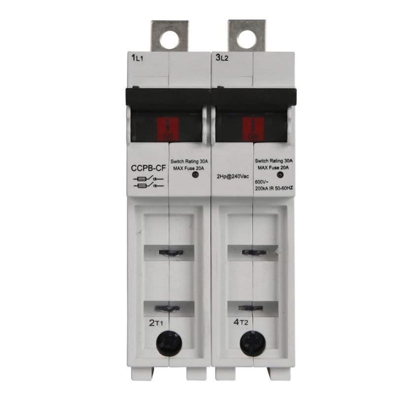 EATON Bussmann Series CUBEFuse® Quik-Spec™ CCPB-2-30CF Compact Circuit Protector, 600 VAC, 25 to 30 A, 2 Poles, Class CF Fuse, 18 to 4 AWG Wire
