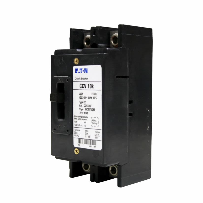 EATON CCV2150 Type CCV Tenant Main Circuit Breaker, 120/240 V AC, 150 A, 10 kA Interrupt, 2 Poles, Thermal Magnetic Trip
