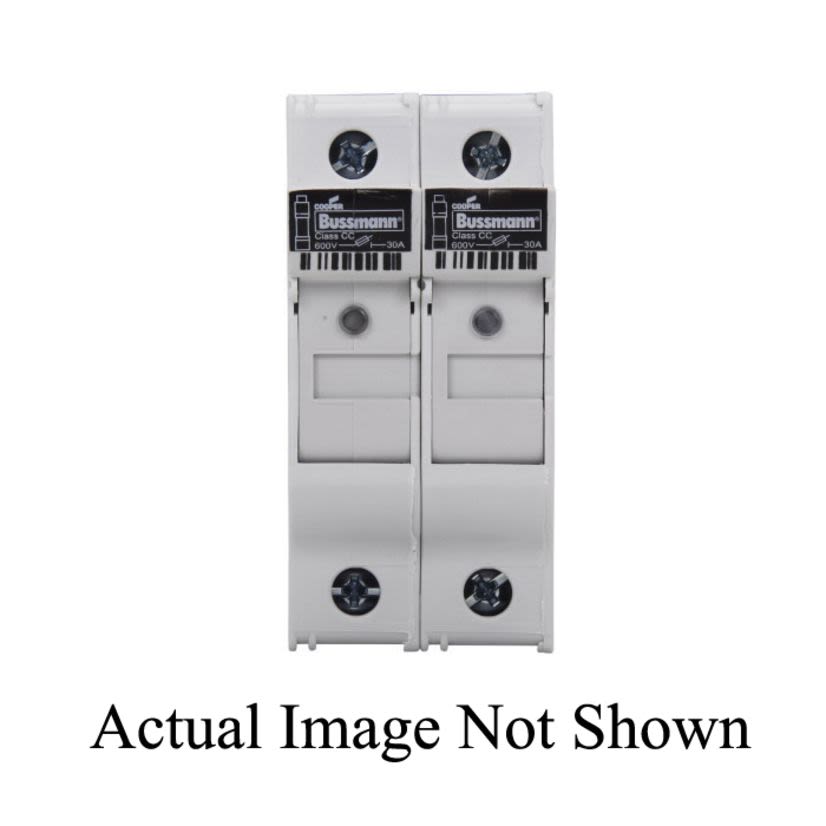EATON Bussmann Series CHCC2DIU CH Series Finger Safe Modular Fuse Holder With Indicator, 48 VDC, 30 A, Class: CC, 18 to 4 AWG Wire, 2 Poles