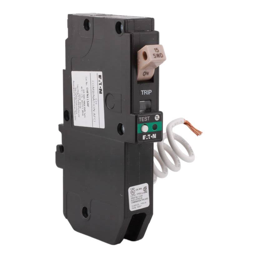 EATON Cutler-Hammer Series CHFN115AF CH AFCI circuit breaker, CH Combo AFCI Breaker, 15A, Pigtail, 10 kAICkAIC, 15A, 10 kAIC , CH Combo AFCI Breaker, 15A, Pigtail, 10 kAICkAIC