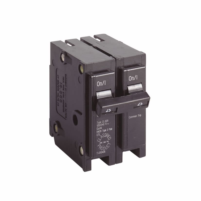EATON Cutler-Hammer Series CL225 Type CL Replacement Circuit Breaker, 120/240 VAC, 25 A, 10 kA Interrupt, 2 Poles, Common Trip