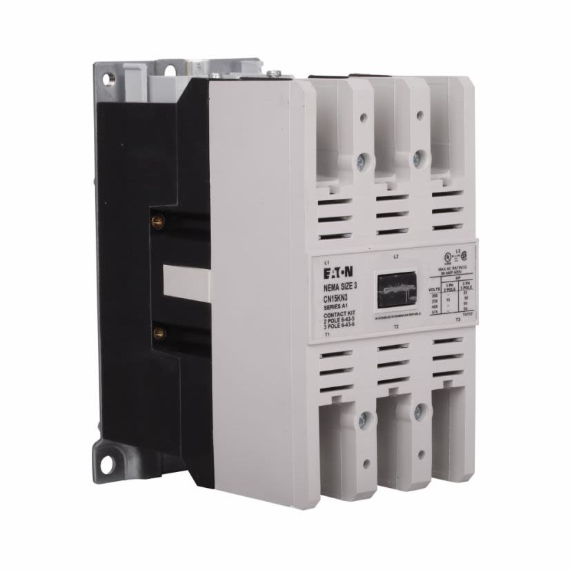 EATON Cutler-Hammer Series CN15KN3A Freedom 3-Phase K-Frame Non-Reversing NEMA Contactor With Steel Mounting Plate, 110/120 VAC V Coil, 90 A, 1NO Contact, 3 Poles