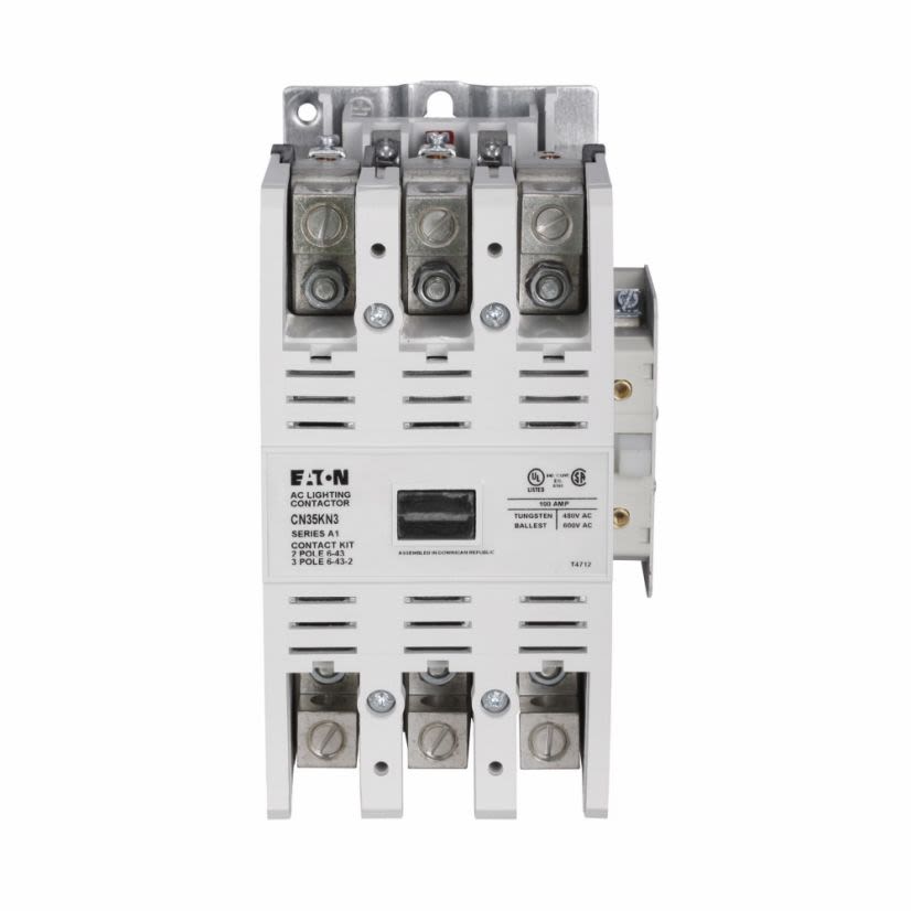 EATON Cutler-Hammer Series CN35KN3A Type AC Electrically Held Lighting Contactor, 220/240 VAC V Coil, 100 A, 1NO Contact, 3 Poles