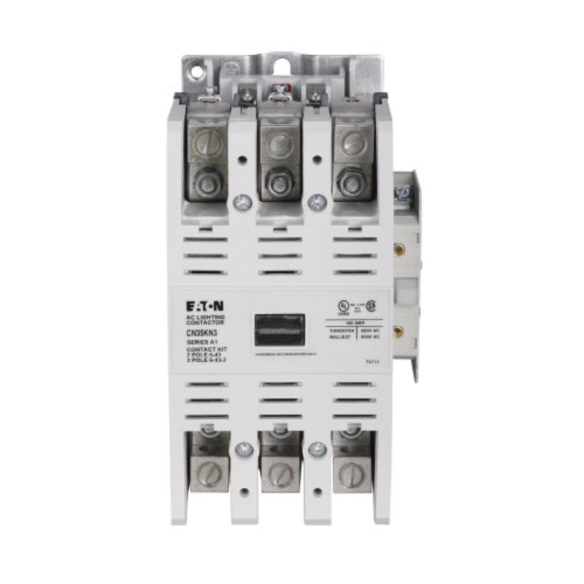 EATON Cutler-Hammer Series CN35KN3C Type AC Electrically Held Lighting Contactor, 440/480 VAC V Coil, 100 A, 1NO Contact, 3 Poles