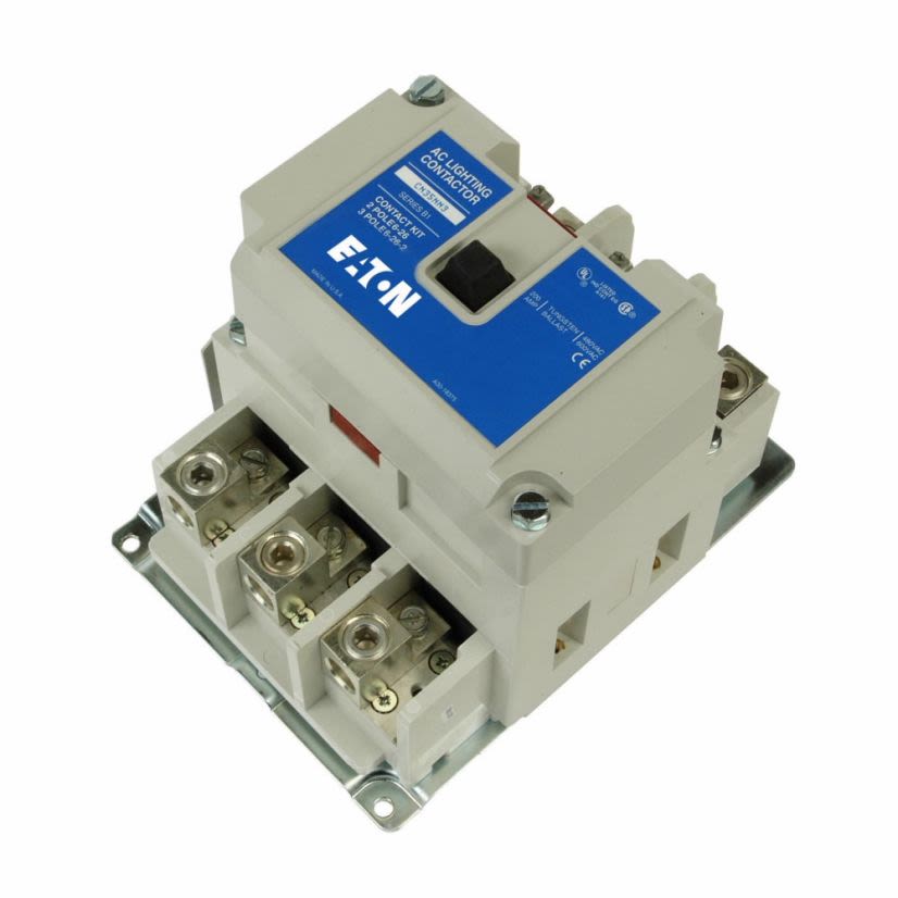 EATON Cutler-Hammer Series CN35NN3AB Type AC Electrically Held Lighting Contactor, 110/120 VAC V Coil, 200 A, 1NO Contact, 3 Poles