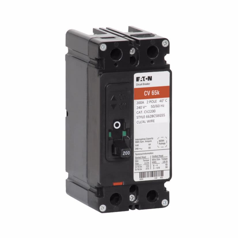 EATON CVS2100XMM Type CV Tenant Molded Case Circuit Breaker, 120/240 V AC, 100 A, 42 kA Interrupt, 2 Poles, Thermal Magnetic Trip