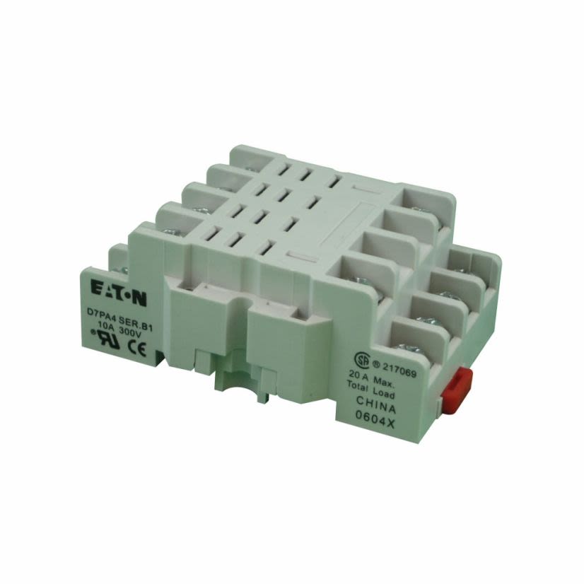 EATON Cutler-Hammer Series D7PA4 D7 Series Relay Socket, 250 VAC/125 VDC, 10 A, For Use With D7 Series General Purpose Plug-In Relay, 4 Poles