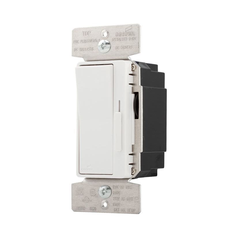 EATON DF10P-C4 Decorator Dimmer Switch, 120/277 V AC/0 to 10 V DC, 8 A, 1 Poles, Preset Operation, Black/White/Ivory
