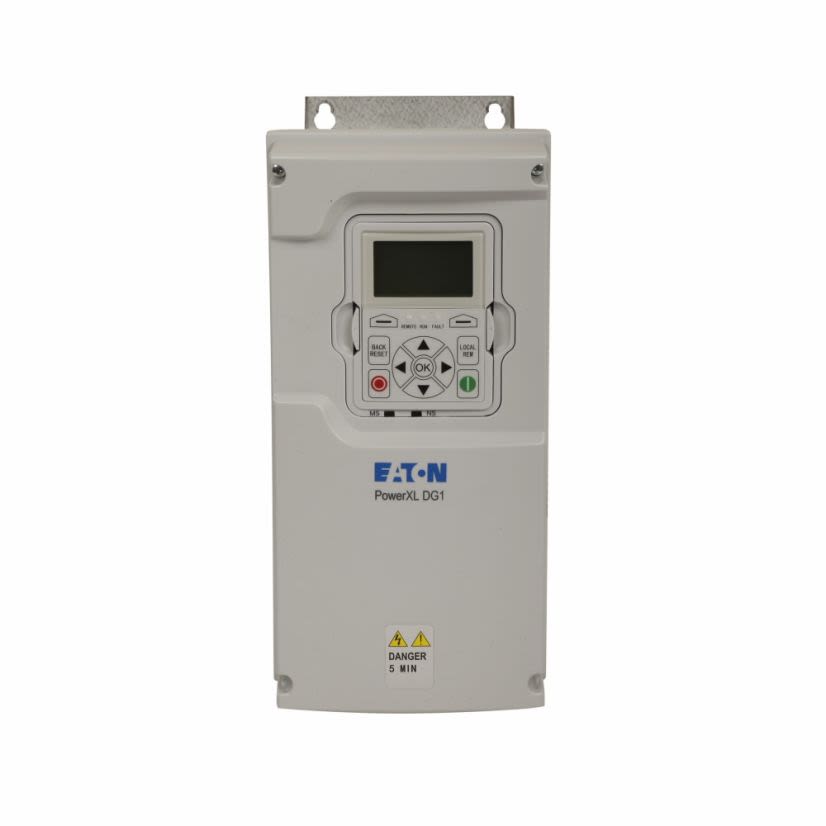 EATON PowerXL DG1-347D6FB-C21C 3-Phase Adjustable General Purpose Variable Frequency Drive, 380 to 500 V AC, 9 A, 5 hp, 6.61 in W x 9.63 in D