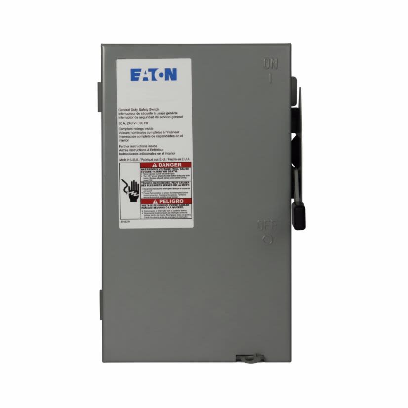 EATON Cutler-Hammer Series DG321UGB DG Series Non-Fusible General Duty Safety Switch, 240 VAC, 30 A, 3 hp, 7-1/2 hp, TPST Contact, 3 Poles