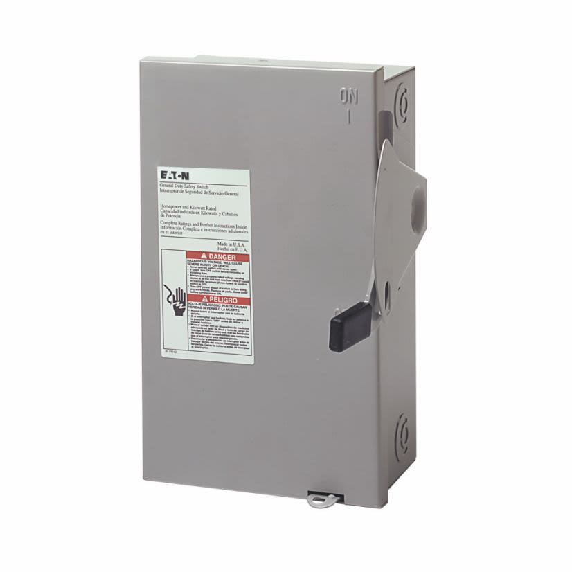 EATON Cutler-Hammer Series DG321URB DG Series Non-Fusible Rainproof General Duty Safety Switch, 240 VAC, 30 A, 3 hp, 7-1/2 hp, TPST Contact, 3 Poles