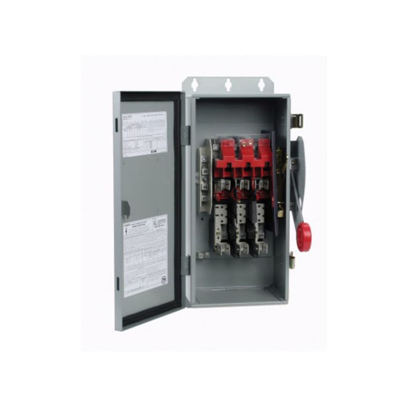 EATON Cutler-Hammer Series DH322NGK K Series Fusible Heavy Duty Single Throw Safety Switch With Neutral, 240 VAC, 60 A, 3 hp, 7-1/2 hp, 10 hp, 15 hp, TPST Contact, 3 Poles