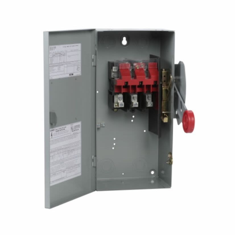 EATON Cutler-Hammer Series DH362UGK DH Series Heavy Duty Non-Fusible Safety Switch, 600 VAC, 60 A, 25 hp, 60 hp, TPST Contact, 3 Poles