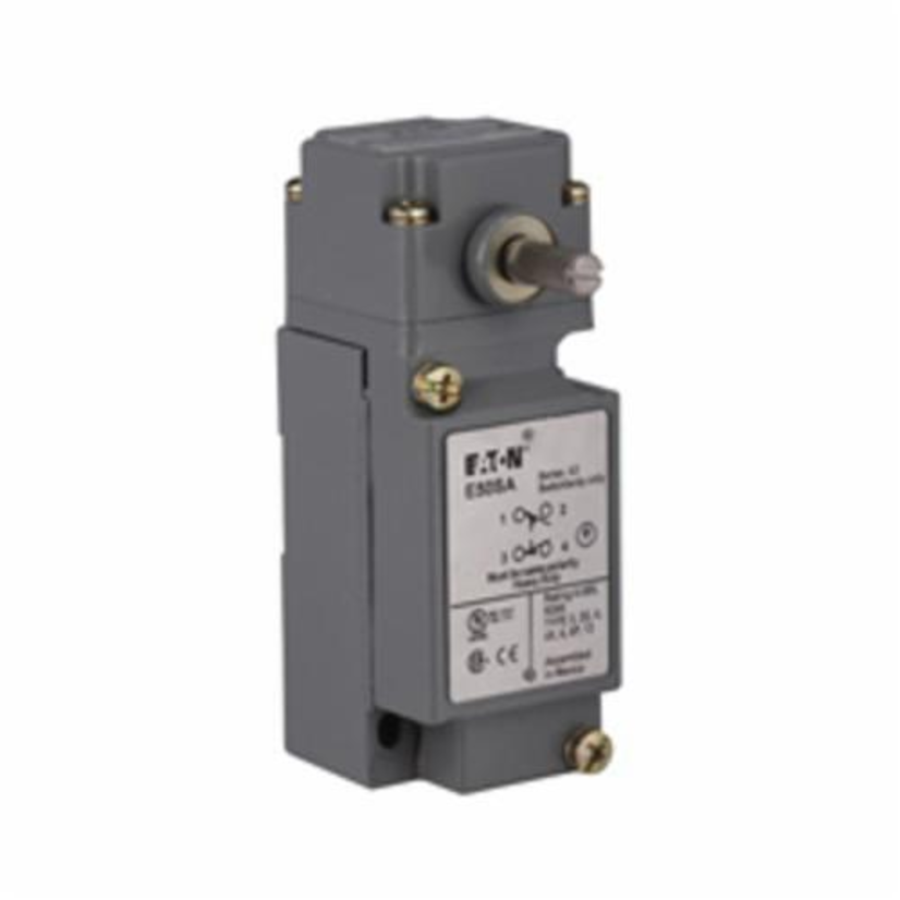 EATON Cutler-Hammer Series E50AR1 Heavy Duty Plug-In Assembled Limit Switch, 600 VAC, 10 A, Side Rotary Actuator, 1NO-1NC Contact
