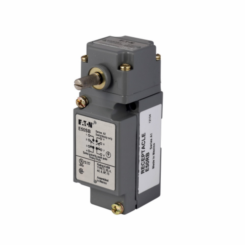 EATON Cutler-Hammer Series E50BR1 Assembled Limit Switch, 600 VAC, 10 A, Momentary Spring Return/Side Rotary Actuator, 2NO-2NC Contact