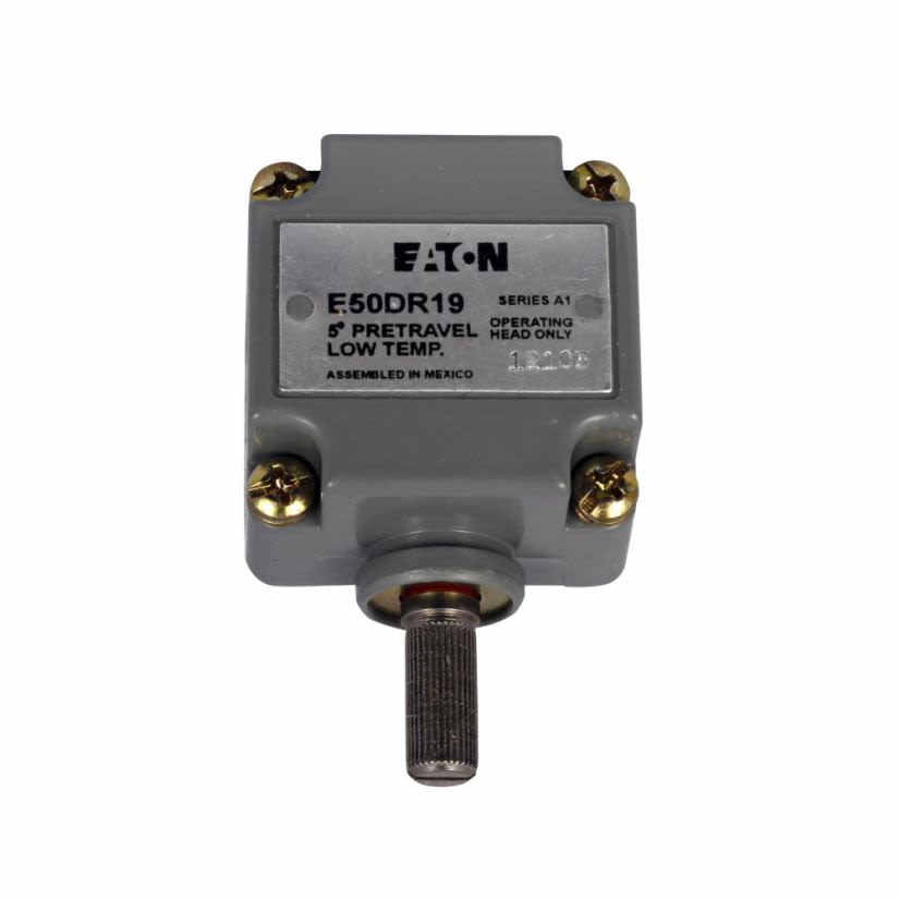 EATON Cutler-Hammer Series E50DR19 Limit Switch Operating Head, Side Rotary Lever/Spring Return, For Use With E50 Series Heavy Duty Plug-In Limit Switch, NEMA 1/3/3S/4/4X/6/6P/13 NEMA Rating