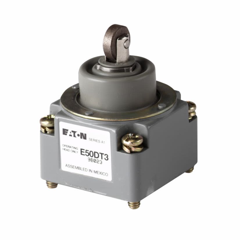 EATON Cutler-Hammer Series E50DT3 Limit Switch Operating Head, Top Push Roller, For Use With E50 Series Heavy Duty Plug-In Limit Switch, NEMA 1/3/3S/4/4X/6/6P/13 NEMA Rating
