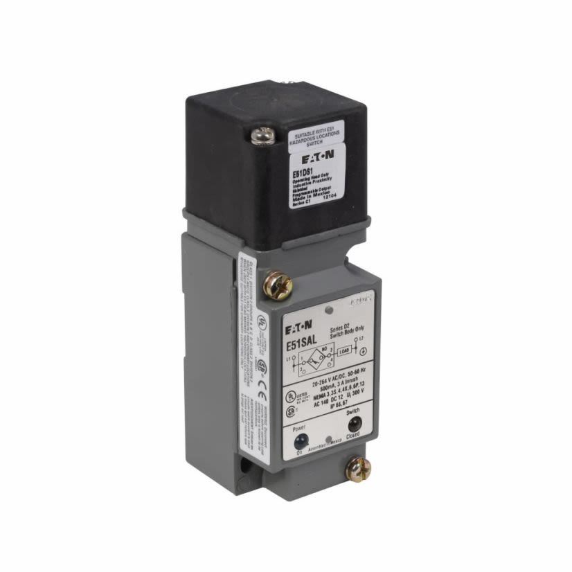 EATON Cutler-Hammer Series E51ALS1 2-Wire Limit Switch Modular Style Shielded Proximity Sensor With Terminal Wiring, Inductive, ON Output, 1NO-1NC Contact, 20 to 264 VAC/VDC