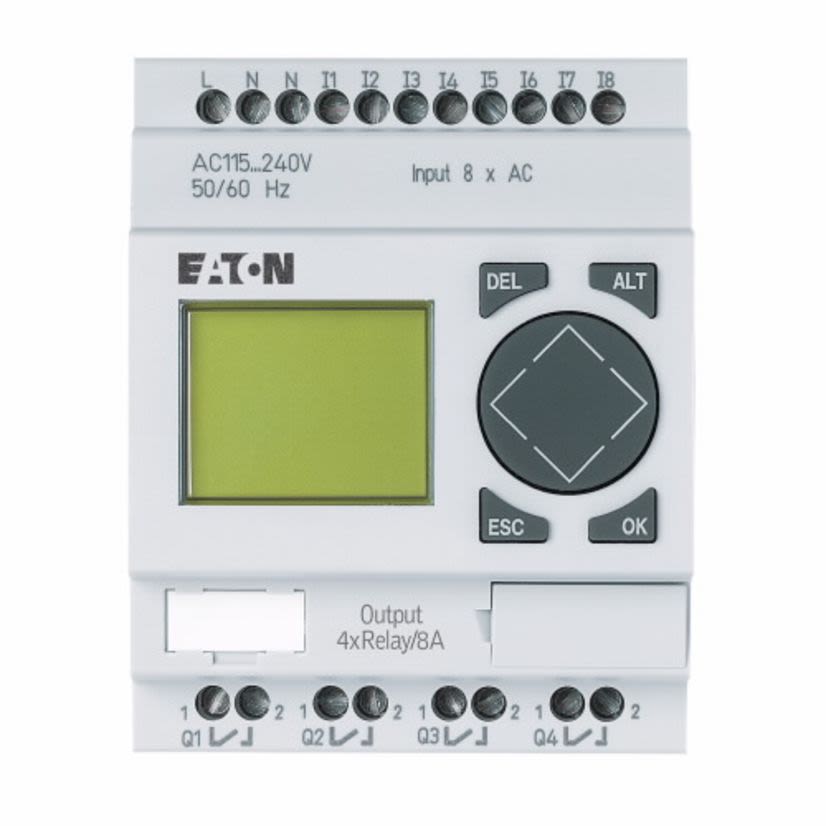 EATON Cutler-Hammer Series EASY512-AC-RC EASY500 Programmable Relay, 240 VAC Supply, 8 Inputs, 4 Outputs, Digital Input, Relay Output
