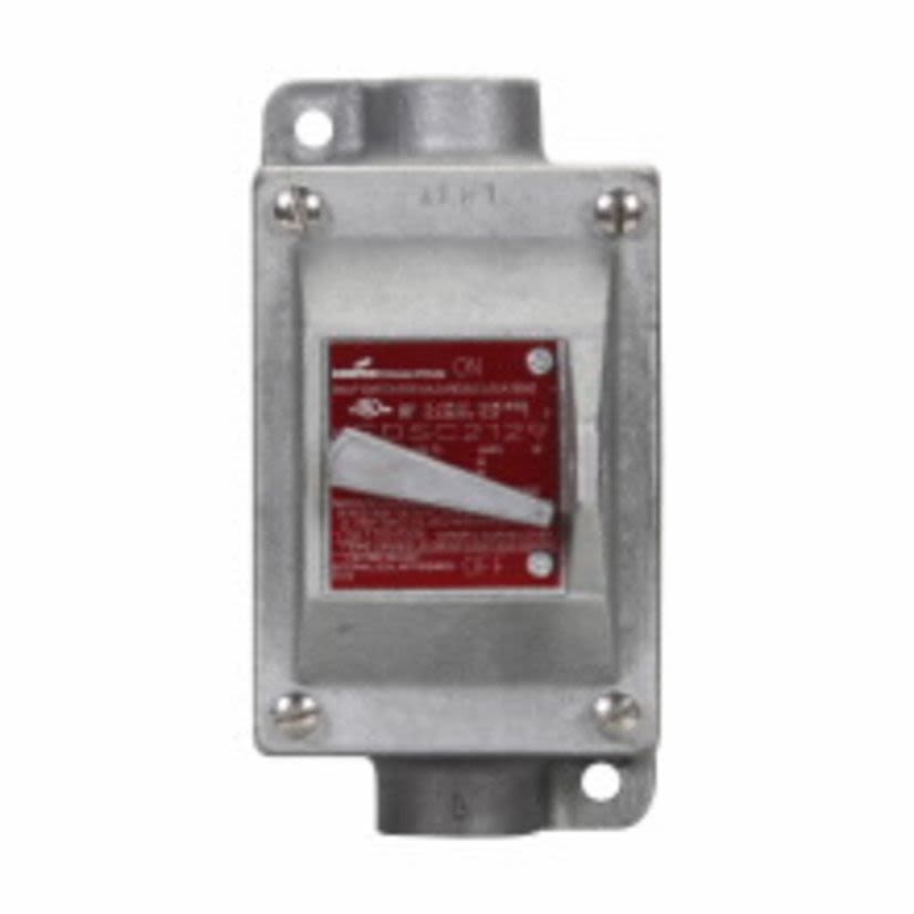 Emerson Electric Appleton® Contender™ EDSC2130 1-Gang Feed-Through Tumbler Switch Control Station, 120/277 VAC, 20 A, NEMA 3/7CD/9EFG NEMA Rating