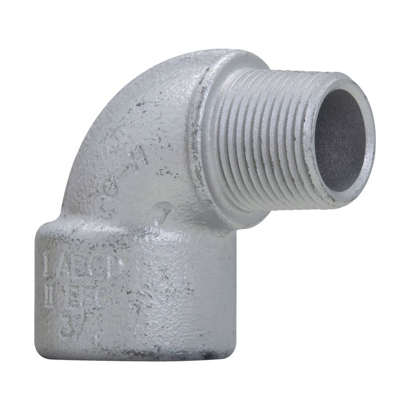 EATON Crouse-Hinds series EL296 elbow, Male and female, Feraloy iron alloy or ductile iron, 90 Degree, 3/4 Inch