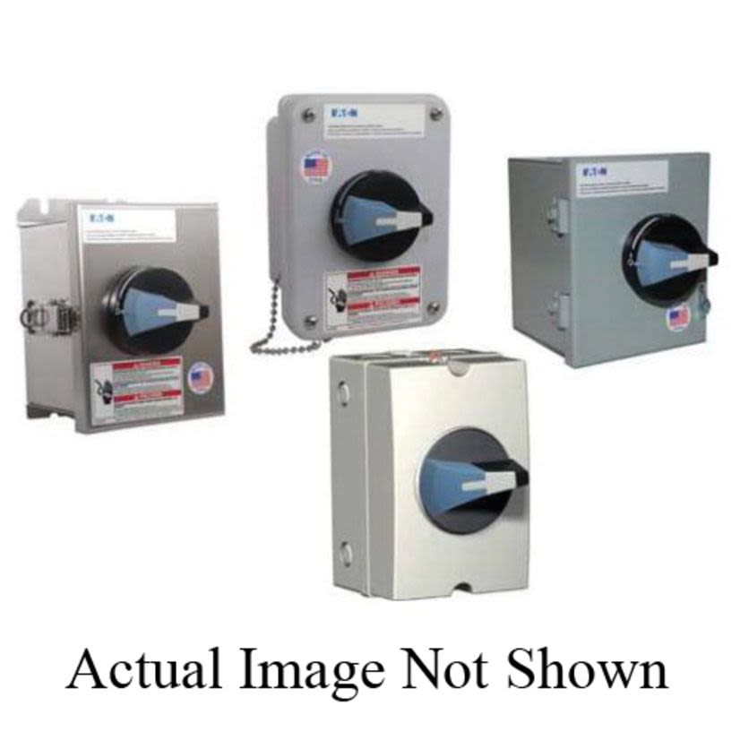 EATON ER53040UW R Series Corrosion Resistant Enclosed Non-Fusible Rotary Disconnect Switch, 600 V AC, 40 A, 7-1/2 hp, 20 hp, 25 hp, 3 Poles