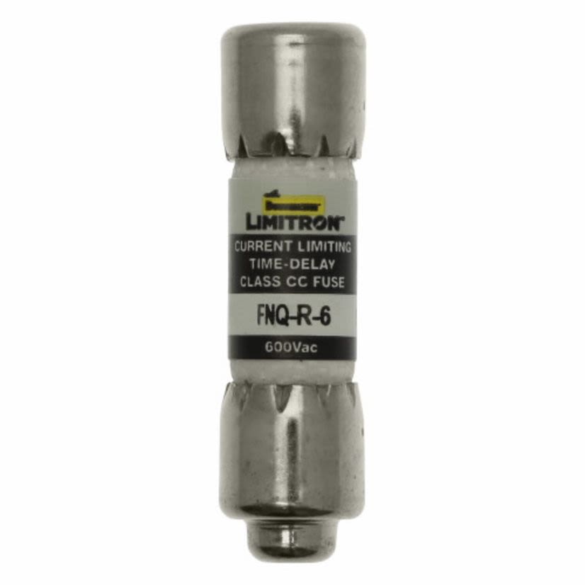 Bussmann CC-Tron FNQ-R-6 Current Limiting Time Delay Fuse, 6 A, 600 V, 200 kAIC Interrupt, CC Class, Cylindrical Body
