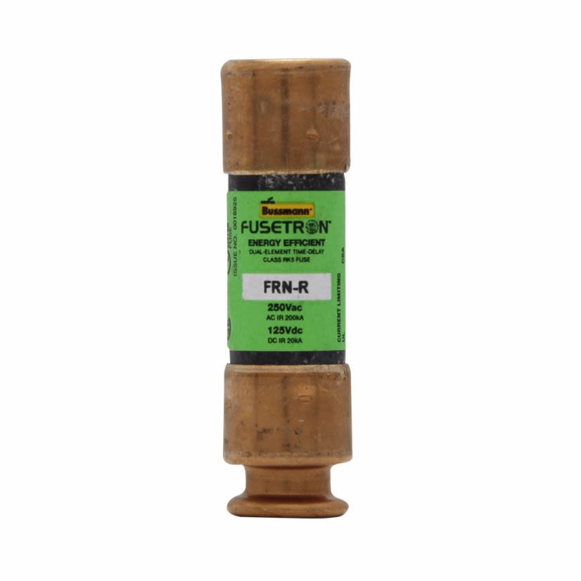 Bussmann Fusetron FRN-R-25 Current Limiting Time Delay Fuse, 25 A, 250 V AC/125 V DC, 20/200 kA Interrupt, RK5 Class, Cylindrical Body