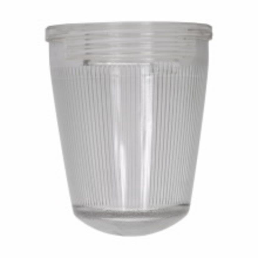 EATON Crouse-Hinds series G54 Cylindrical Heat Resistant Round Bottom Light Fixture Globe, For Use With Vaporgard™ 150 W A-21 Incandescent Lamp, Fluted Side, Stippled Bottom, Glass, Clear