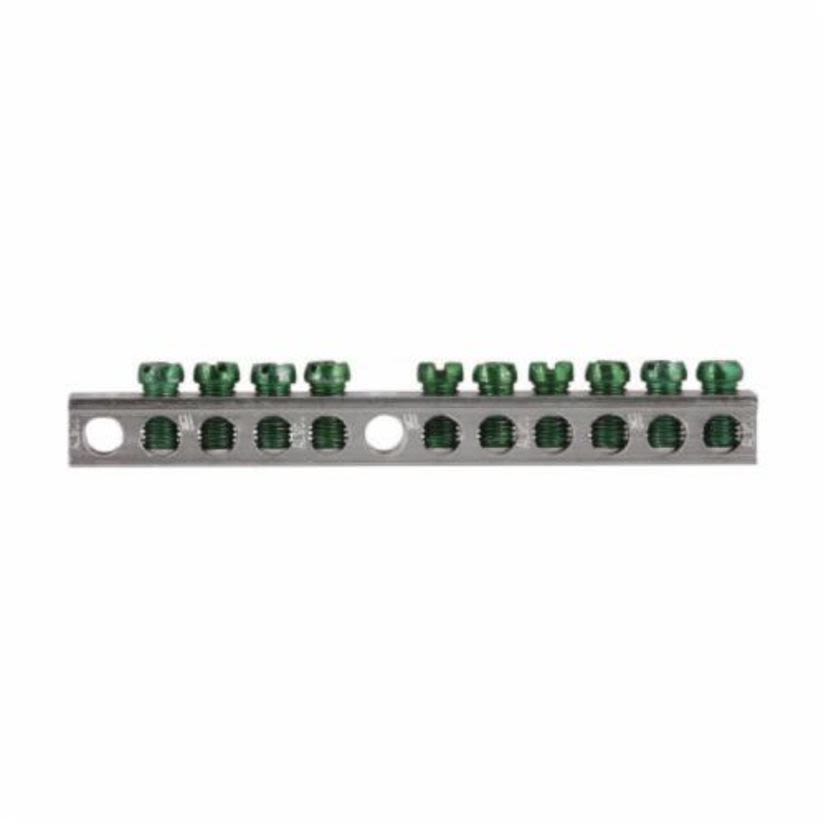 EATON Cutler-Hammer Series GBK10 Ground Bar Kit, 4.288 In L, 14 To 10 AWG, 14 To 4 AWG Aluminum/Copper Conductor, 10 Terminals, For Use With Type CH/BR 3/4 In Loadcenter, 4/8 And 8/16 In Circuit Breaker