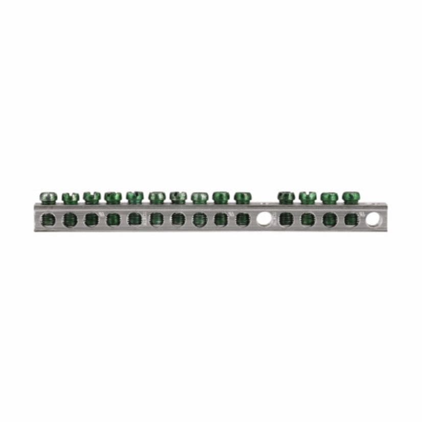 EATON Cutler-Hammer Series GBK14 Ground Bar Kit, 5.69 in L, 14 to 10 AWG, 14 to 4 AWG Aluminum/Copper Conductor, 14 Terminals, For Use With Type CH/BR 3/4 in Loadcenter and Circuit Breaker