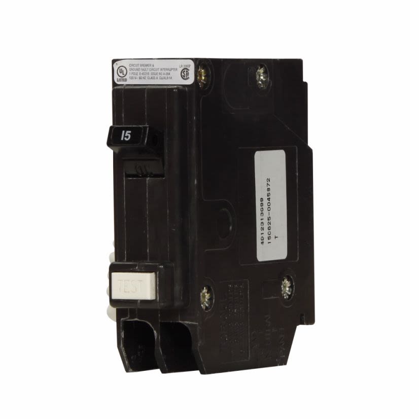 EATON Cutler-Hammer Series GFTCB215 Type GFTCB Ground Fault Circuit Breaker, 120/240 VAC, 15 A, 10 kA Interrupt, 2 Poles, Common Trip