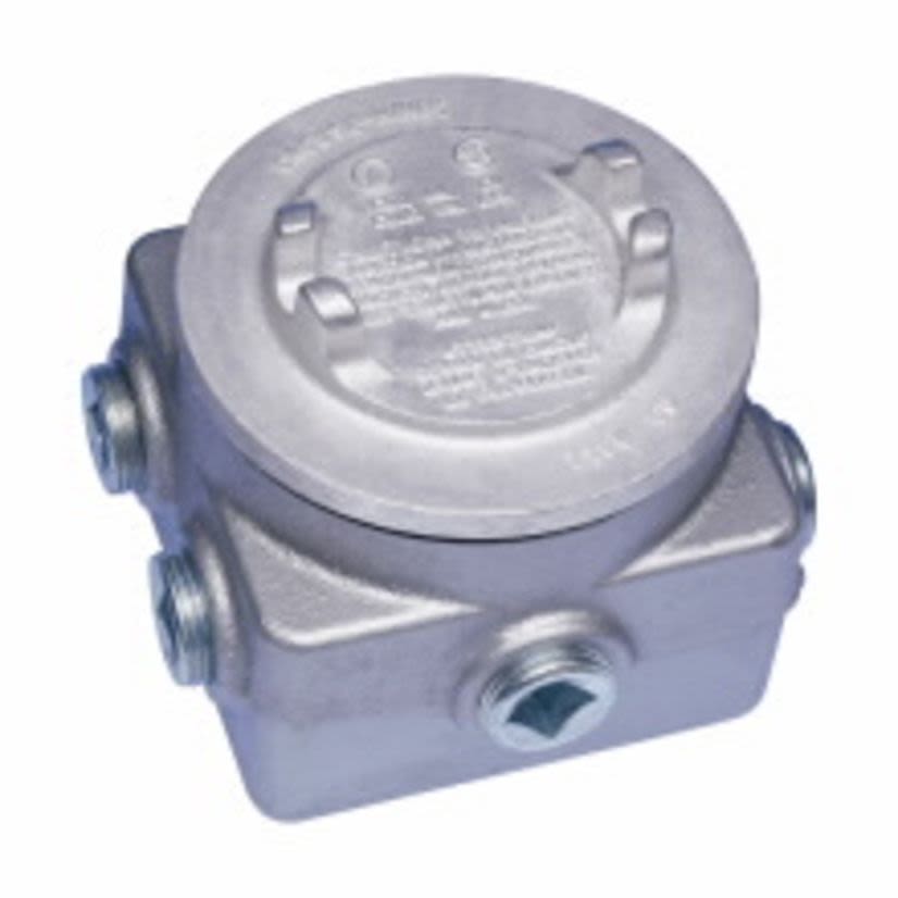 EATON Crouse-Hinds series GUP215 Junction Box, 4-1/8 Inch H x 4-1/8 Inch W x 2-3/4 Inch D, Threaded Cover, NEMA 4 NEMA Rating, Feraloy® Iron Alloy