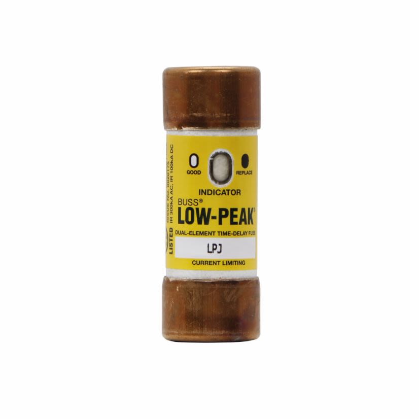 Bussmann Low-Peak LPJ-8SPI Current Limiting Time Delay Fuse, 8 A, 600 V AC/300 V DC, 100/300 kA Interrupt, J Class, Cylindrical Body