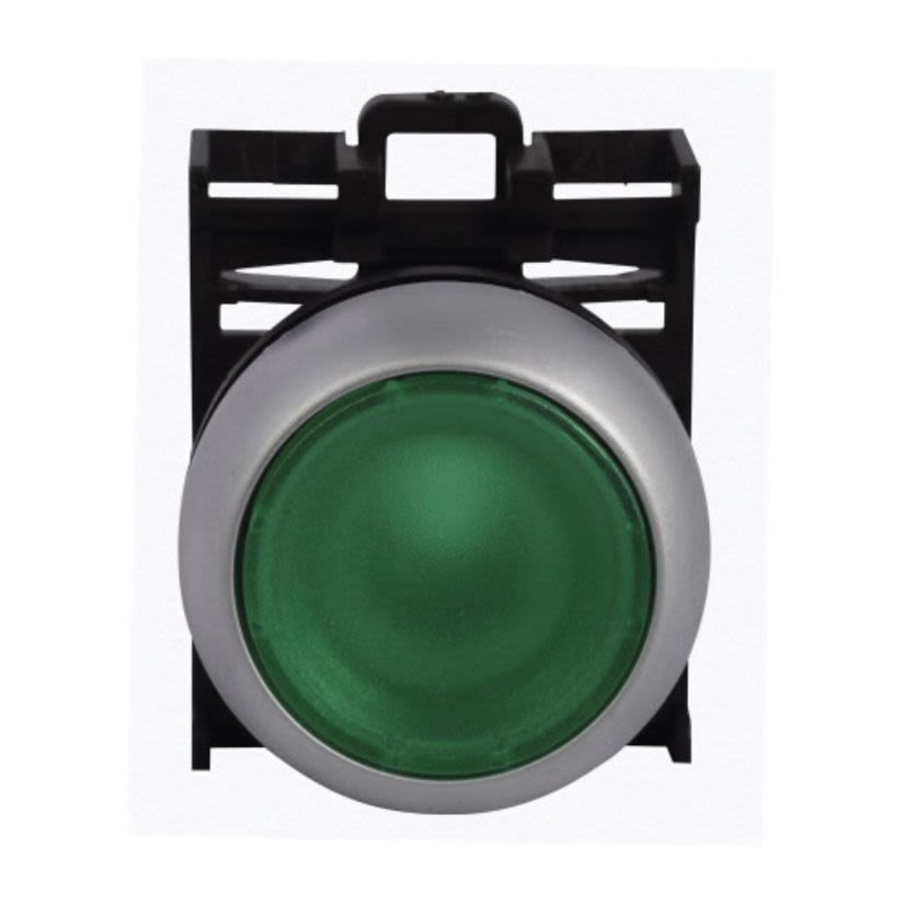 EATON Cutler-Hammer Series RMQ-Titan® M22-DL-G Modular Illuminated Pushbutton Operator, 22.5 mm, Flush Button Operator, Momentary Contact, Green