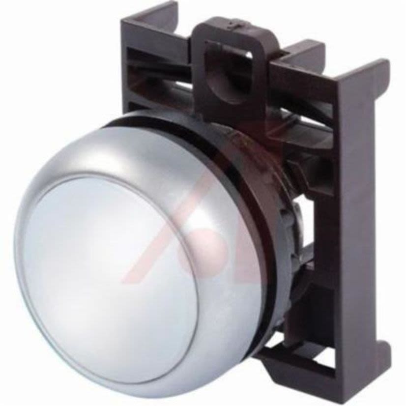 EATON Cutler-Hammer Series RMQ-Titan® M22-DL-W Modular Illuminated Pushbutton Operator, 22.5 mm, Flush Button Operator, Momentary Contact, White