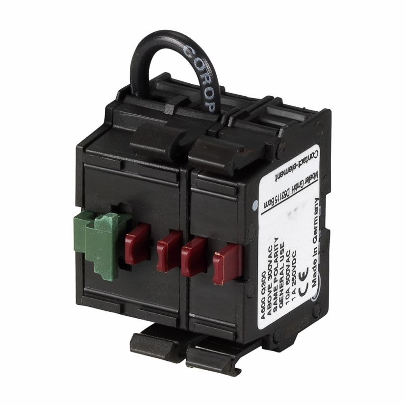 EATON M22-K02SMC10 Contact Block, 22.5 mm, 2NC Contact, 2 A at 500 V AC, 0.3 A at 220 V DC Contact, Black