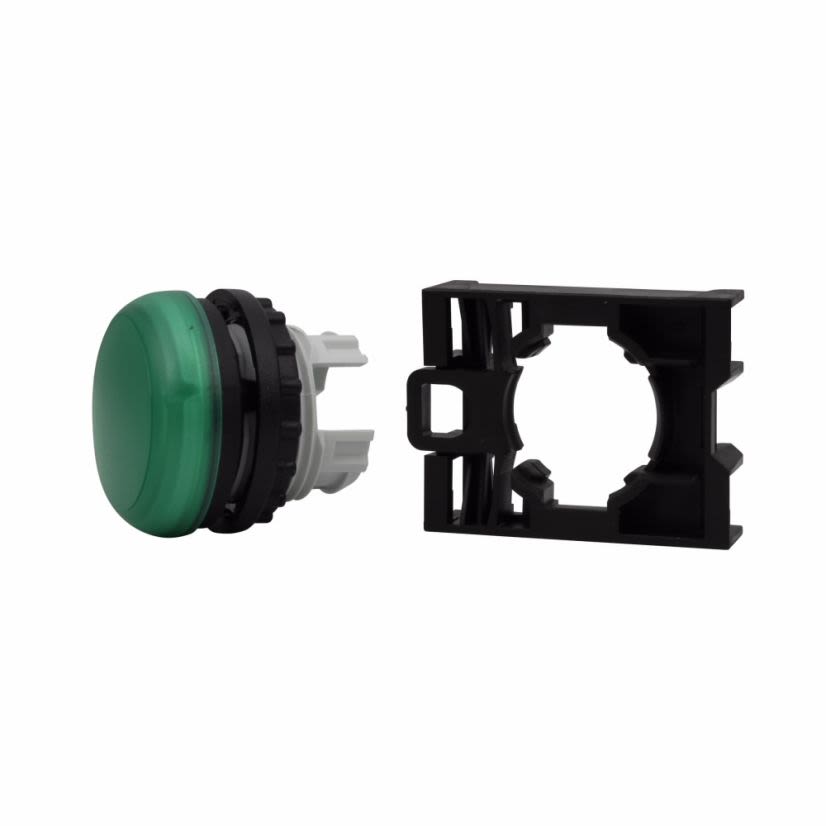 EATON Cutler-Hammer Series RMQ-Titan® M22-L-G Modular Resistor Illuminated Indicating Light Operator With Trip Unit, 22.5 mm, Flush Button Operator, Momentary Contact, Green